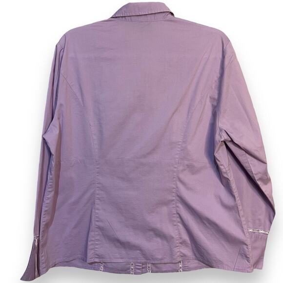 Lane Bryant Button Up Shirt Women's XL Purple Ribbon Accent Business Casual Top - Picture 4 of 8